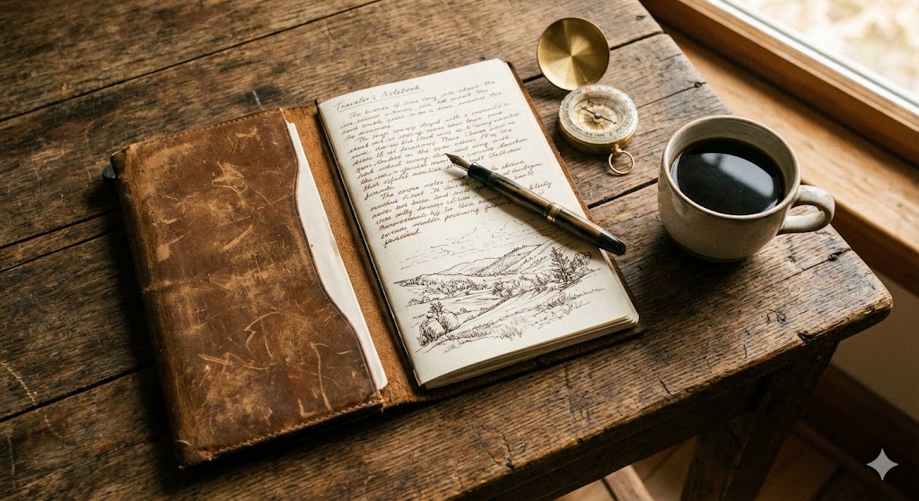 傷だらけの革表紙。トラベラーズノートに記すのは、旅の「感触」だけ