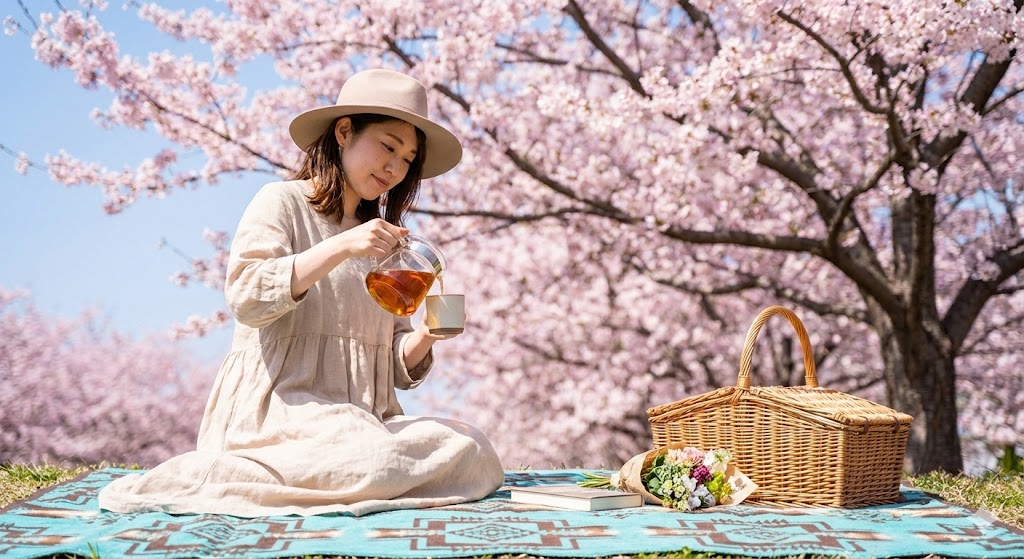 桜は、舞台を選ぶ。Pendletonブランケットの上で、春を仕立てる